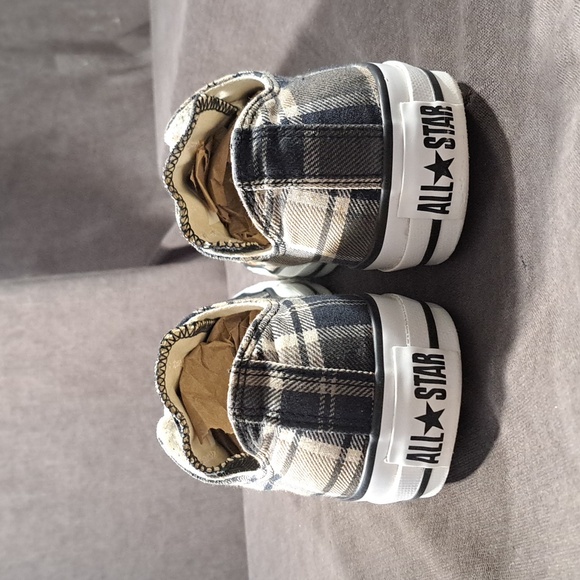 Converse Chuck Taylor All Star Ox Low Black White Plaid Canvas Sneakers G- US 10 - Picture 2 of 16